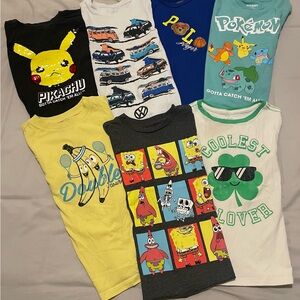 Lot of Kids Graphic T-Shirts Size 5 - Polo, Pokémon, Spongebob, VW